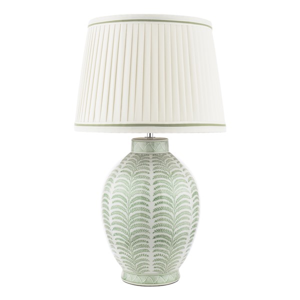 (image for) Laura Ashley Stannard Table Lamp Green Ceramic and Polished Chrome With Shade